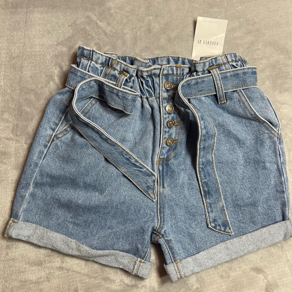 Forever 21 High Waist Denim Blue Shorts